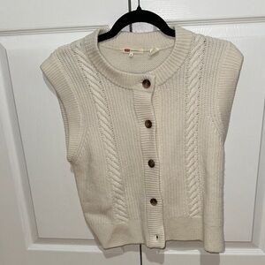 Levi's Ivory Cable Knit Cardigan Vest